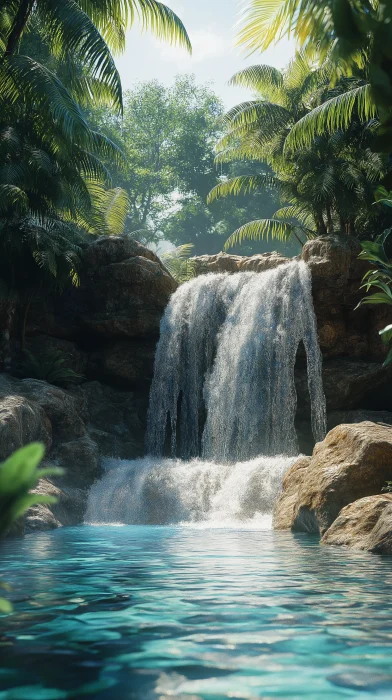 Tropical Waterfall Oasis