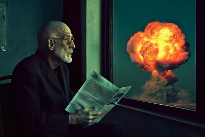 Man Looking at Nuclear Explosion