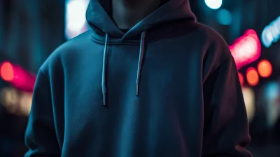 Neon Lit Grey Pullover Hoodie Close-Up