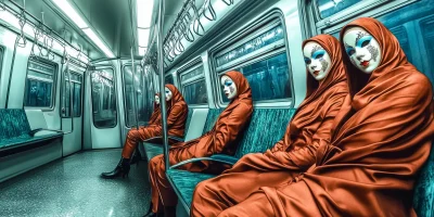 Matryoshka Dolls Cosplay in Subway Train