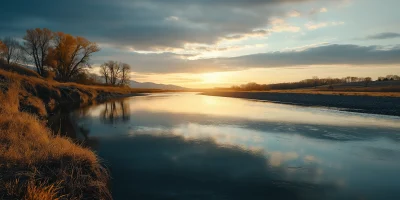 Golden Twilight River Scene