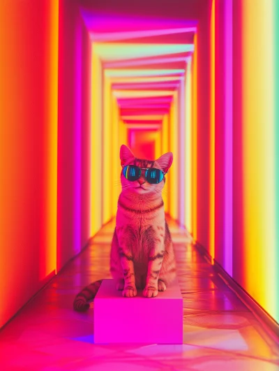 Cat in Psychedelic Hallway