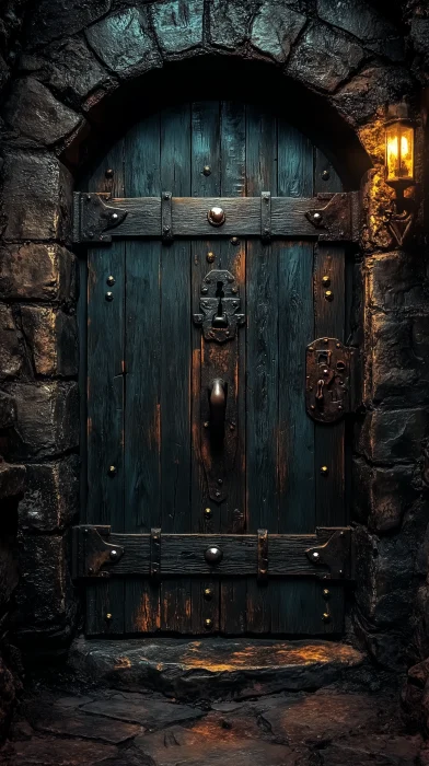 Medieval Wooden Door in Dungeon