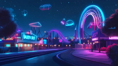 Futuristic Cyber Amusement Park