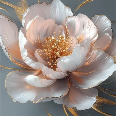 Pink and Gold 3D Flower Peony