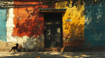 Corner of Street with Wall and Person Walking