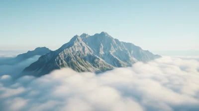 Mountain Rising Above Clouds