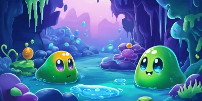 Game Background with Slime Characters