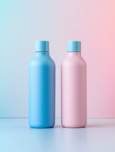 Pastel Flask Bottles on White Counter