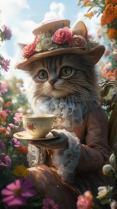 Persian Humanoid Cat in Victorian Attire