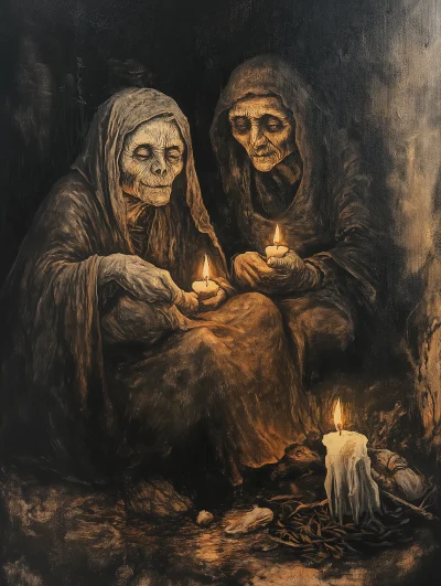 Underground Old Lady Monsters by Candlelight