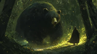 Monk and Black Bear Demon Friendship