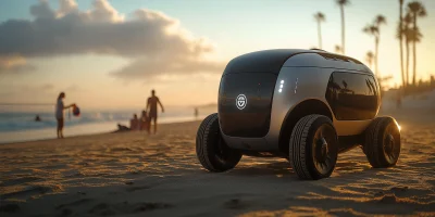 Robotic Delivery Vehicle at the Beach