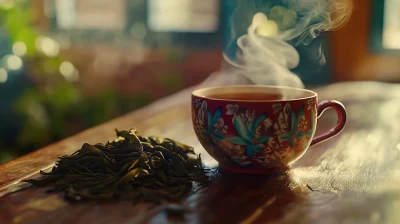 Unique Tea Cup on Wooden Table