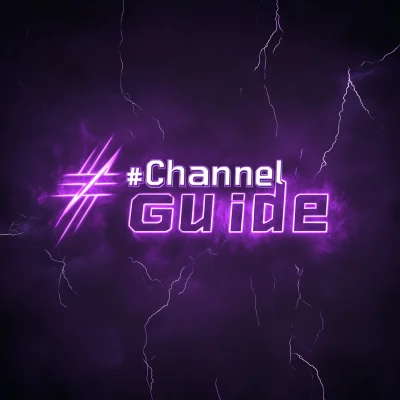 Glowing Channel Guide Text on Dark Background