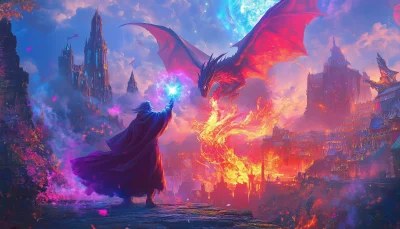 Epic Wizard vs Dragon Battle