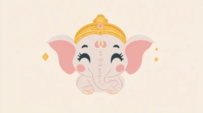 Baby Ganesh Face Vector Illustration