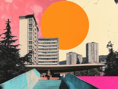 Brutalism and Bauhaus Inspired Tbilisi Collage