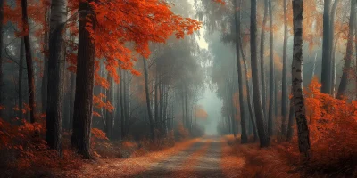 Fiery Autumn Forest