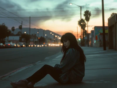 Stylish woman walking in Los Angeles