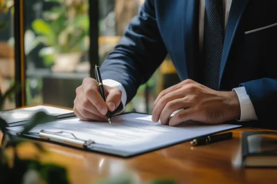 Businessman Signing Documents