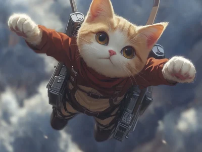 Cats in Attack on Titan Style