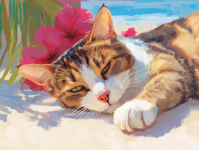 Cat on the Beach