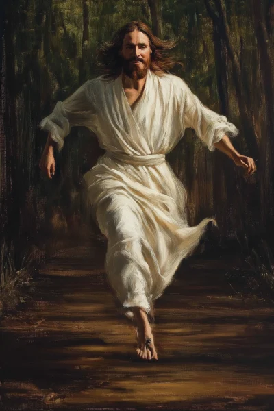 Happy Jesus Running