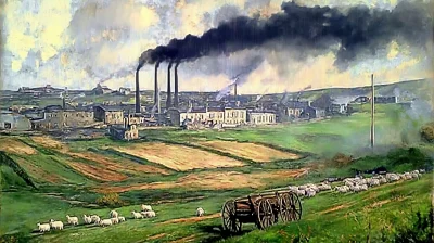 Industrial British Town Oil Painting