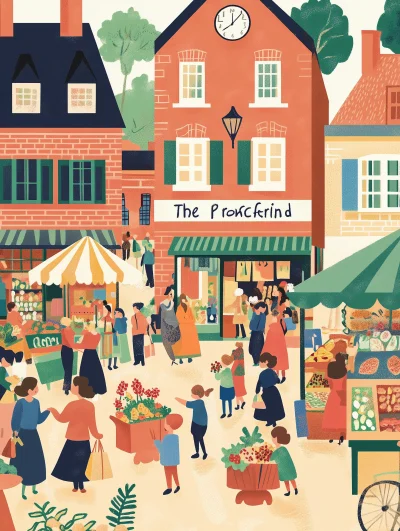 Colorful Market Fair Illustration