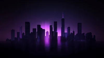 City Skyline Silhouette at Night