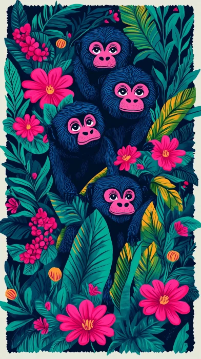 Jungle Howler Monkeys Illustration