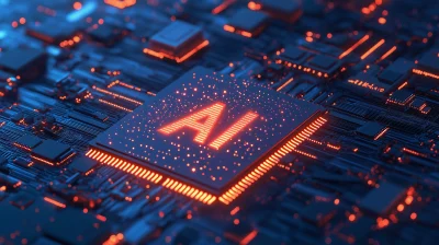 Glowing Isometric Chip with AI