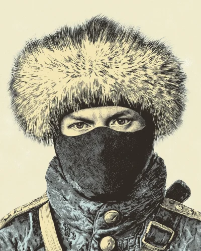 Circassian Man with Balaclava and Russian Hat