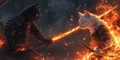 Samurai Cat vs Samurai Dog