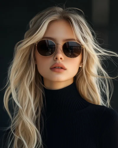 Stylish Blonde Girl in Sunglasses