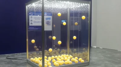 Glass Booth with Yellow Balls