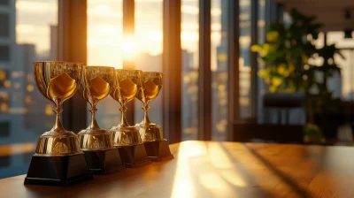 Golden Awards on Office Table