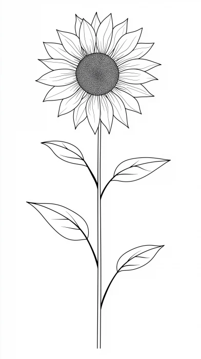 Minimalist Sunflower Outline Design