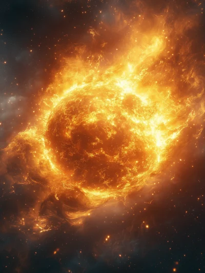 Fireball Explosion at Night