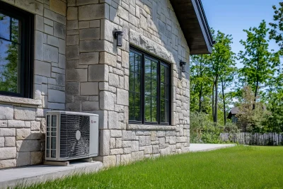 Modern Stone House with Air Conditioner