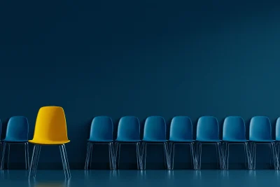 Minimalistic Blue and Yellow Chairs