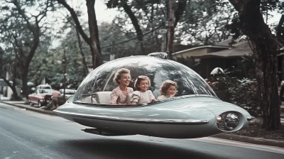 Futuristic 1950s Spaceship Arrival