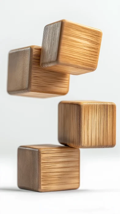 Flying Wooden Blocks Cubes