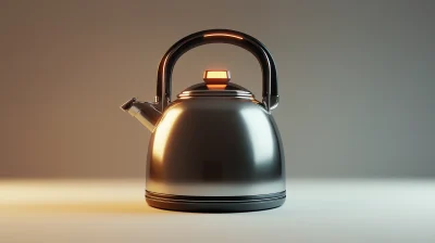 Cyberpunk Steel Kettle 3D Rendering