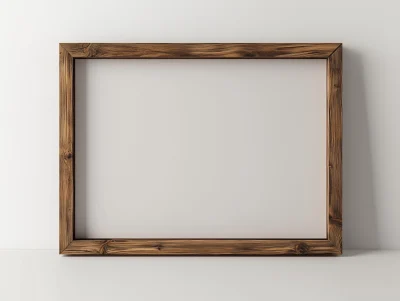 Wooden Frame Mockup on White Wall