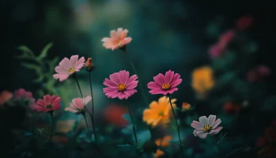 Colorful Flowers in Moody Setting