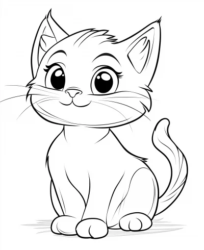 Cute Kitten Coloring Page