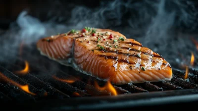 Salmon Steak on Grill