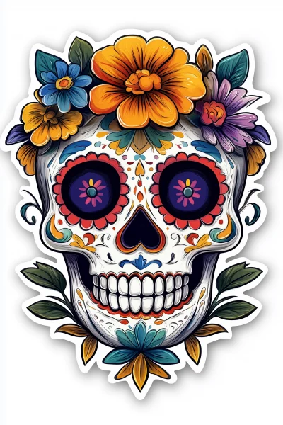 Dia de los Muertos Sugar Skull Sticker